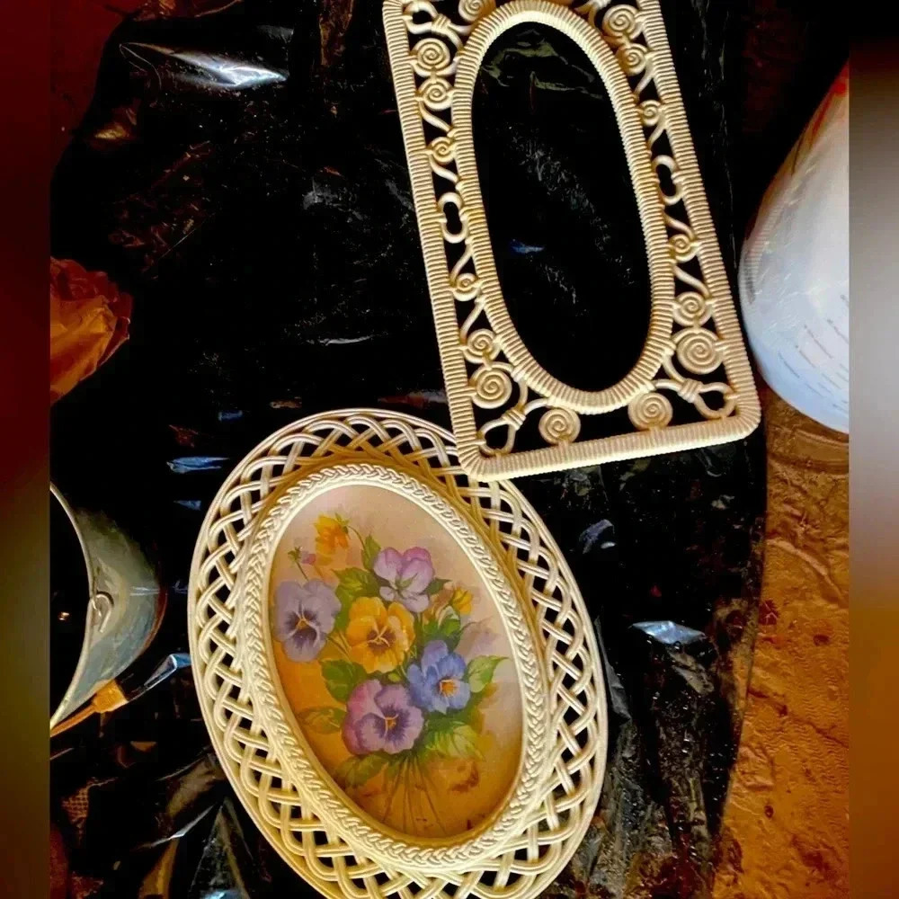 Homco Home Interiors Pansy Prints Fran Anderson-set of 2 Vintage Lattice Spring‌